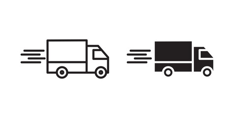 Delivery van icon. for transportation apps and websites. Vector illustration with stroke and fill on a white background.