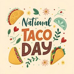 National Taco Day Typography Vector – Mexican Food Celebration Design