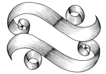 Abstract Illustration Of White Swirl Shapes On Black Background