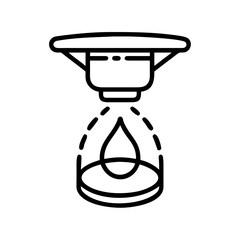 Fire sprinkler icon with water drop outline
