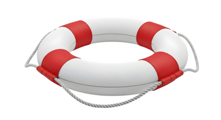 Red and white ring buoy floats, offering nautical safety for product presentation, advertisement , digital banner.