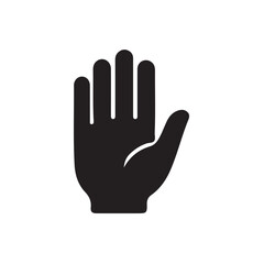 Flat Open Hand Raised Gesture Silhouette Vector Illustration