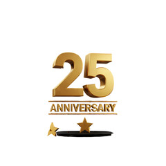 Golden 25th Anniversary Illustration on Transparent Background