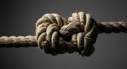 Fototapeta premium Complex Knotted Rope Against Dark Background
