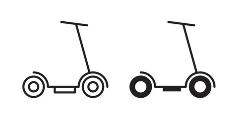 Electric scooter icon. Vector illustration with stroke and fill on a white background.