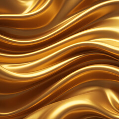 Golden Abstract Background With Wavy Texture And Luxurious Silk Fabric