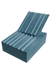 Abstract Image Of Stacked Corrugated Metal Sheets In Blue Tones