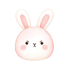 Cute Watercolor Bunny Rabbit Grumpy Animal Illustration 1.