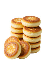 Golden Baked Pancakes Stack Isolated on Transparent Background Photo