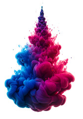 Abstract Ink Smoke Illustration With Blue and Pink Colors on Transparent Background