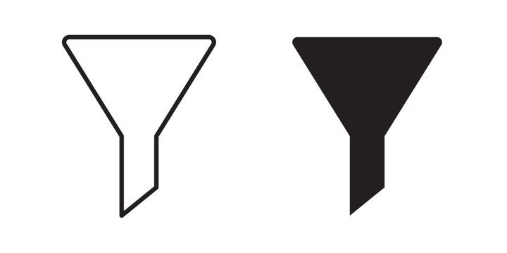 Filter icon. funnel icon, filtering icons, filter glyph icon marketing sales conversion filter .Vector illustration with stroke and fill on a white background.