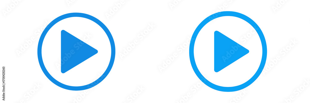 Aufkleber blue play button icon set with circular frame and triangle symbol for video or audio player interfac