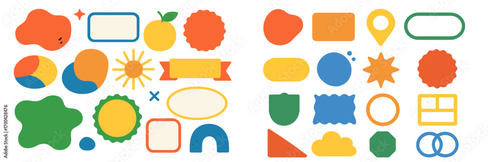 Poster collection of colorful abstract geometric shapes and modern label elements for design projects and s