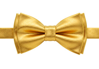 Golden Bow Tie Accessory Isolated on Transparent Background Glamorous Fashion Element
