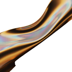 Abstract Iridescent Wave In Gold Color With Transparent Background