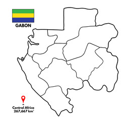 Fototapeta premium GABON’s Geography, Map and National Border with white background