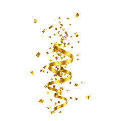 Golden Confetti And Ribbon Illustration On Transparent Background