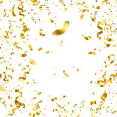 Golden Confetti and Ribbons on a Transparent Background Party Illustration