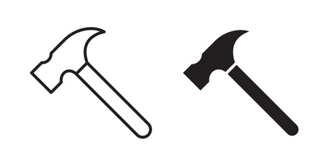 Hammer icon. repair icon .Vector illustration with stroke and fill on a white background.