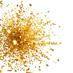 Golden Confetti Explosion On A Black Transparent Background Abstract Illustration