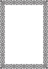 Vector black monochrome square Kazakh national ornament. Ethnic pattern of the peoples of the Great Steppe,
