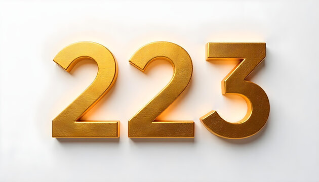 223 made of gold metal isolated on white background