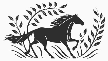 A horse silhouette in mid-gallop