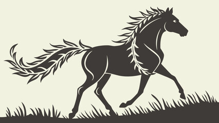 A horse silhouette in mid-gallop