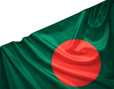 Close-Up of Flag Fabric and Wooden Pole of Bangladesh National Flag, Transparent