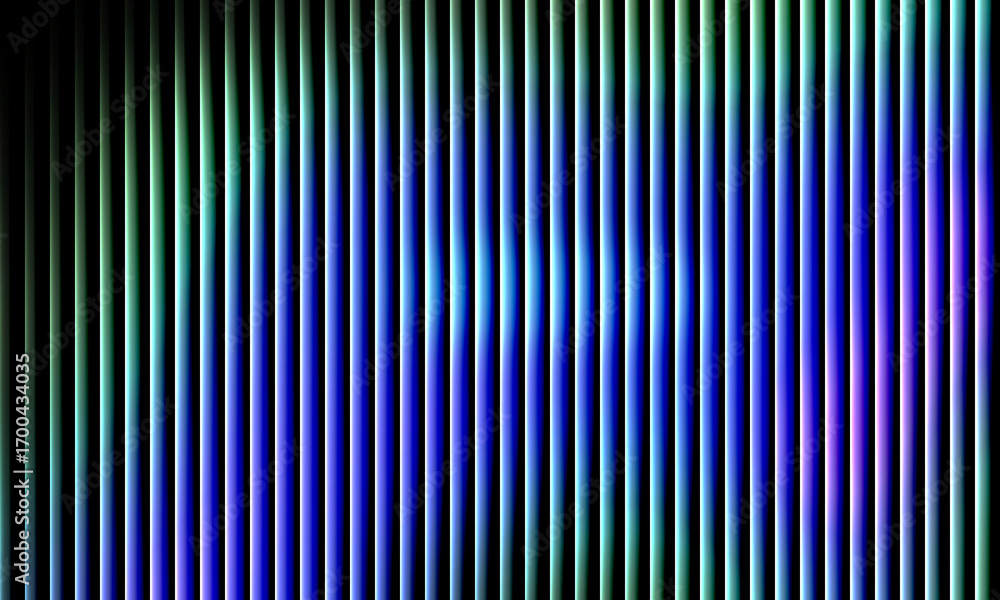 Poster abstract background of vertical lines with a gradient of blue, green, and purple light, creating a f