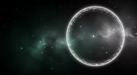 Fototapeta premium Mysterious Green Light Beam in Cosmic Void