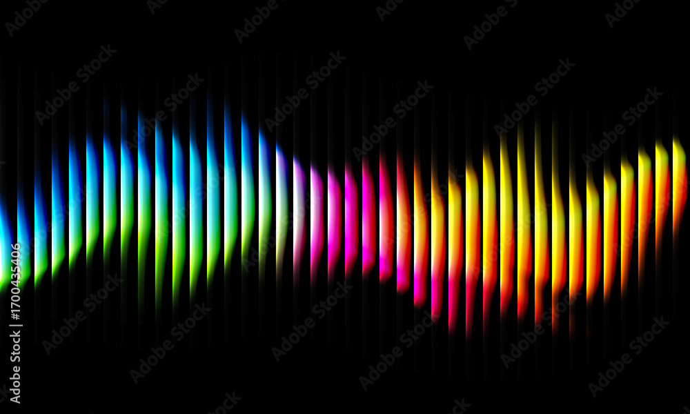 Aufkleber abstract colorful sound wave visualization with vertical bars in a flowing pattern against a black b