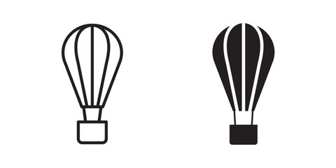 Hot air balloon icon. Vector illustration with stroke and fill on a white background.