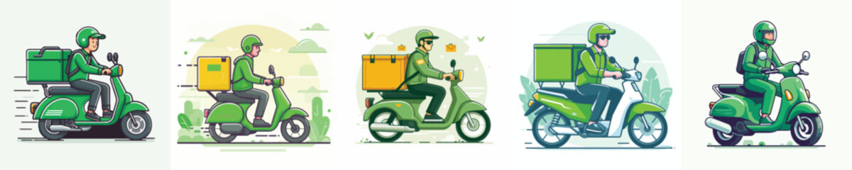 vector of an online motorcycle taxi going to work © Andi