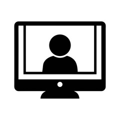 Online meeting video conference call on computer screen virtual communication concept icon vector