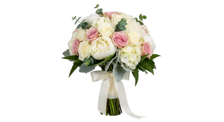 Elegant White, Pink bouquet has floral texture, isolated against black. Ideal for wedding materials, invitations, or event social media.