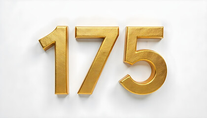 175 made of gold metal isolated on white background