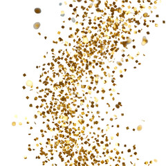 Golden Confetti Falling On Black Isolated Transparent Background