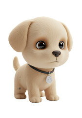 Cute 3D Rendered Puppy Isolated on Transparent Background
