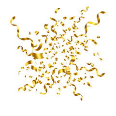 Golden Confetti Falling on Transparent Background Illustration