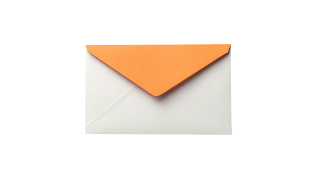 Orange paper envelope isolated on white background

