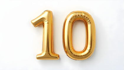 10 number air inflatable balloon isolated on white background