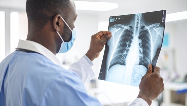 Medical professional reviewing x ray image