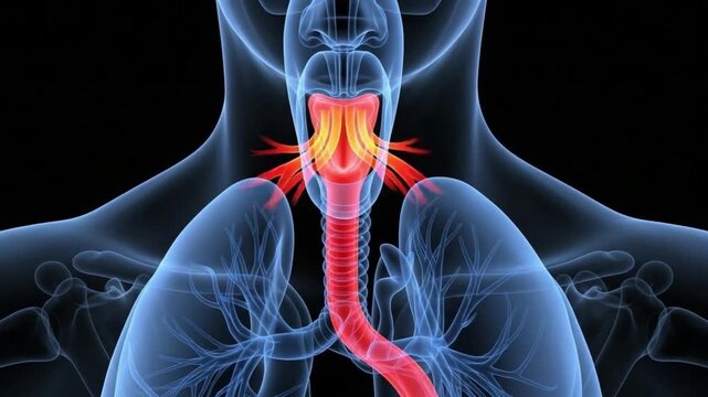Human Body Anatomy Showing Throat and Lungs Medical Visual
