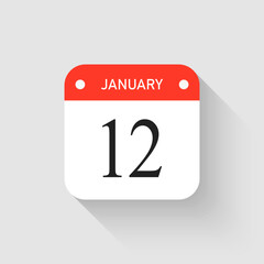 Vector icon page day calendar - 12 January month