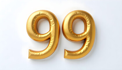 99 number air inflatable balloon isolated on white background