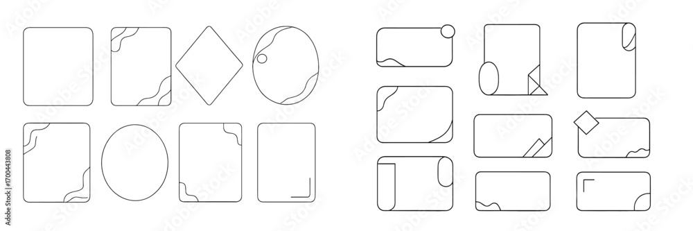 Poster minimalist geometric frames and borders set with abstract decorative elements for text boxes and soc