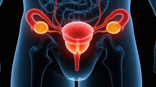 Medical Animation Showing Female Reproductive System Anatomy