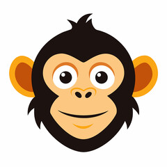 Obraz premium Cute Monkey Face Vector Illustration with Big Eyes and a Friendly Smile for Children s Designs on white background