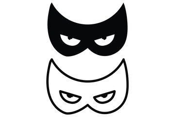 Simple design theater artist masque shape vector illustration. Silhouette superhero mask vector icon set. Collection of black superhero mask vector icons. Mask superhero. Carnival mask icon. Vector